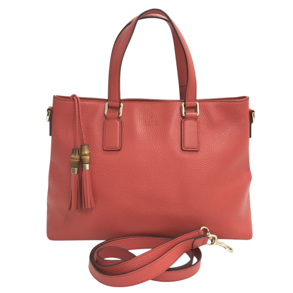 GUCCI グッチ 365346 バンブー 2WAY トートバッグ レッド系 【中古】