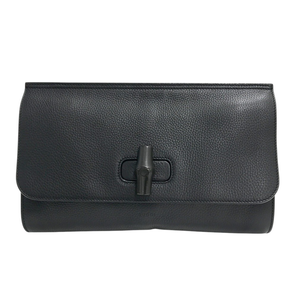GUCCI ブラック レザー クラッチバッグ e46602a_2.jpg