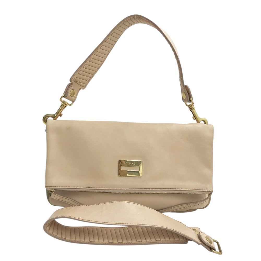 CELINE セリーヌ 2WAY レザー ショルダーバッグ ベージュ系 【中古】 13,860円