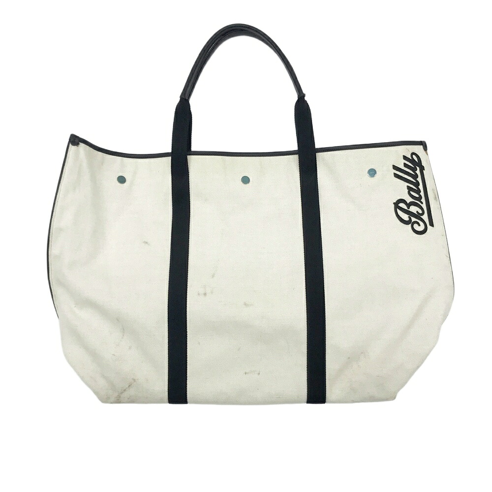 BALLY バリー キャンバス トートバッグ ホワイト系 【中古】