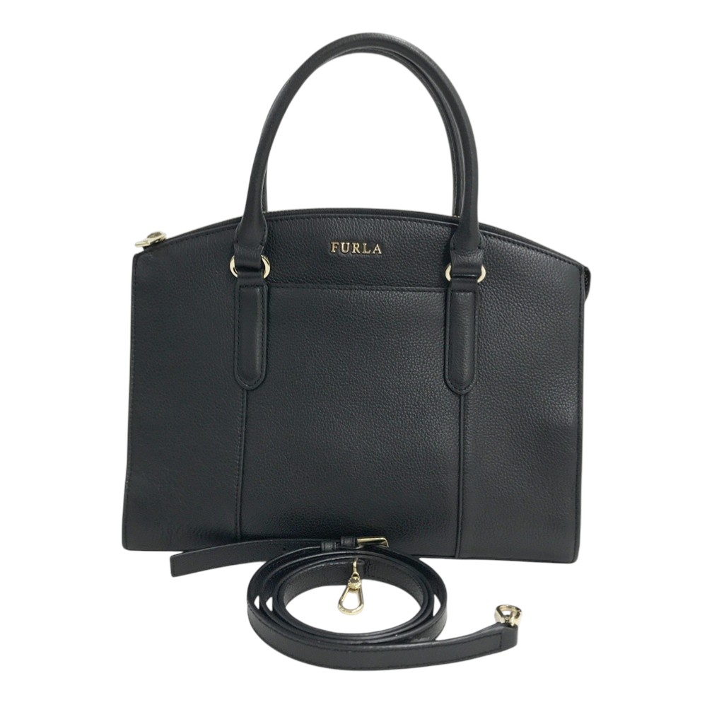 FURLA フルラ  2way レザー ハンドバッグ  ブラック系  【中古】