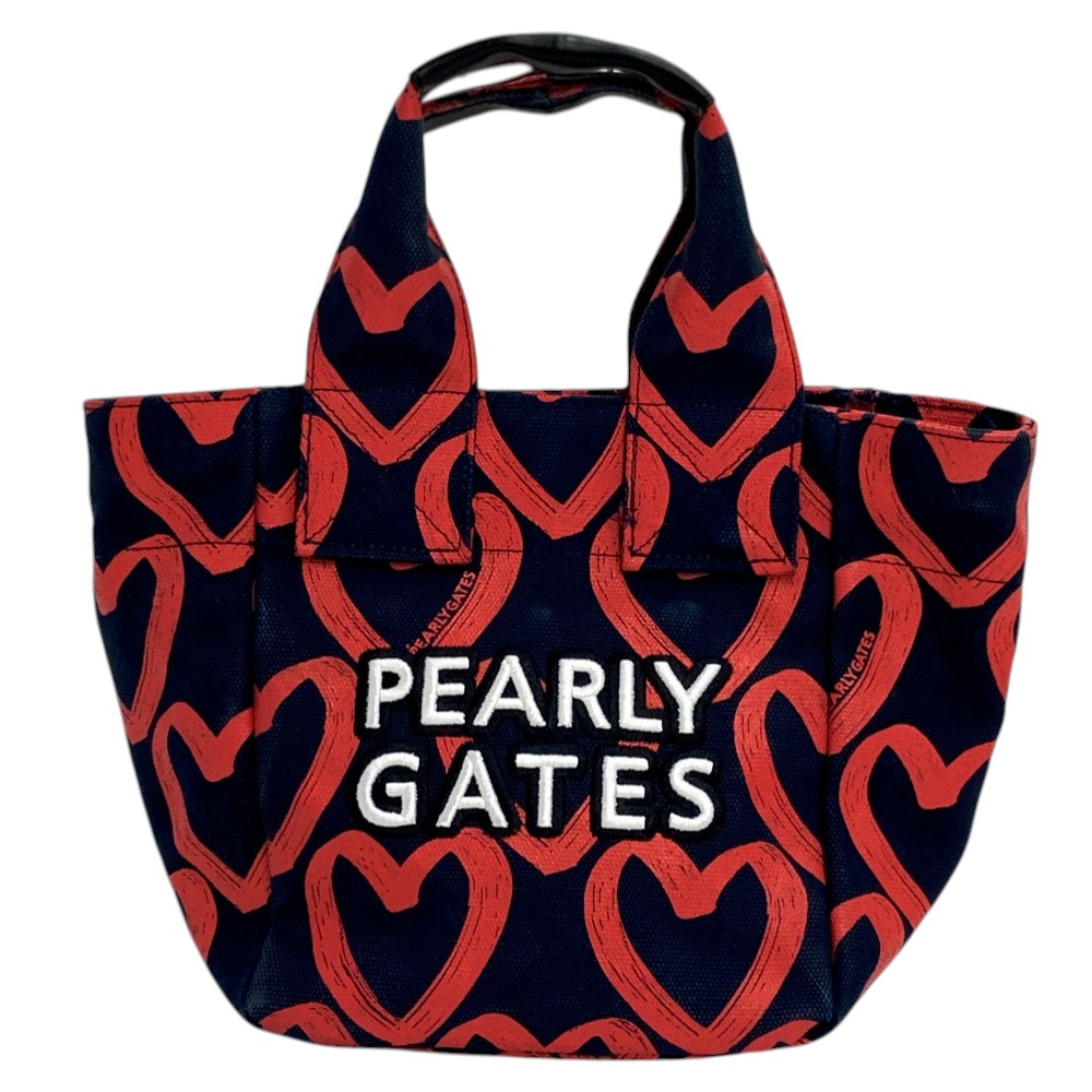 PEARLY GATES パーリーゲイツ カートバッグ ハート柄 ネイビー系 【中古】ゴルフウェア