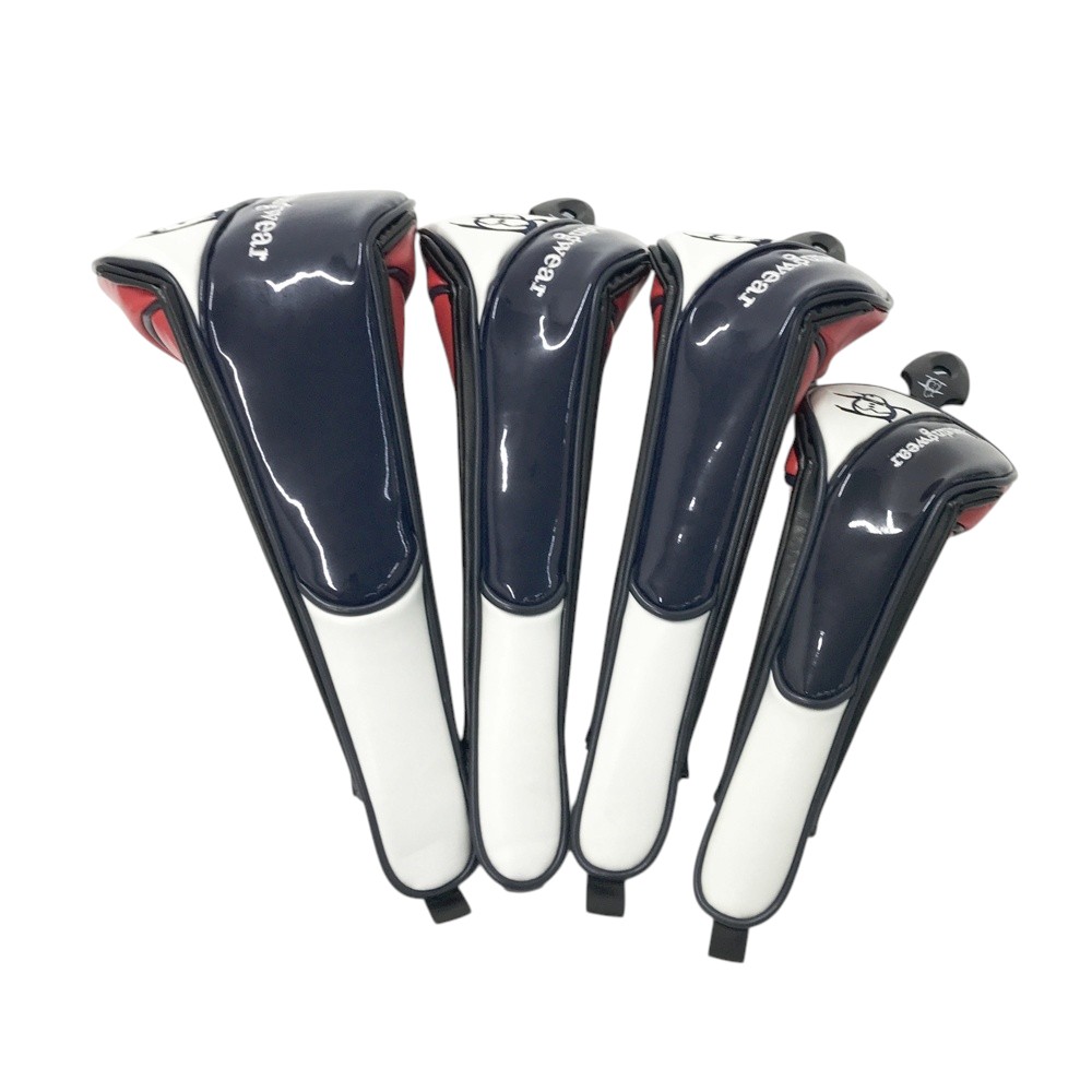 MUNSING WEAR マンシングウェア ヘッドカバー 4点セット レッド系 DR FW×2 UT1 【中古】ゴルフウェア