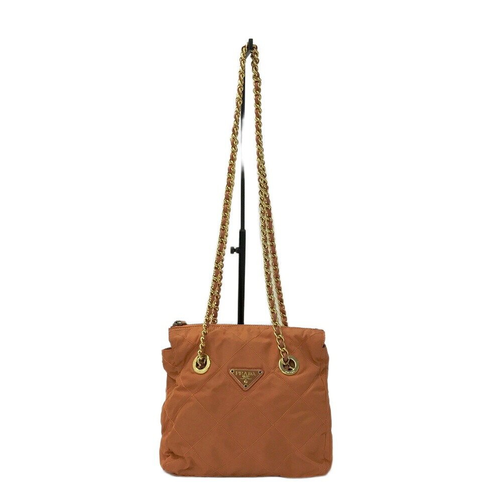 PRADA プラダ テスート チェーン ショルダーバッグ オレンジ系 【中古】|中古ゴルフウェア通販STST