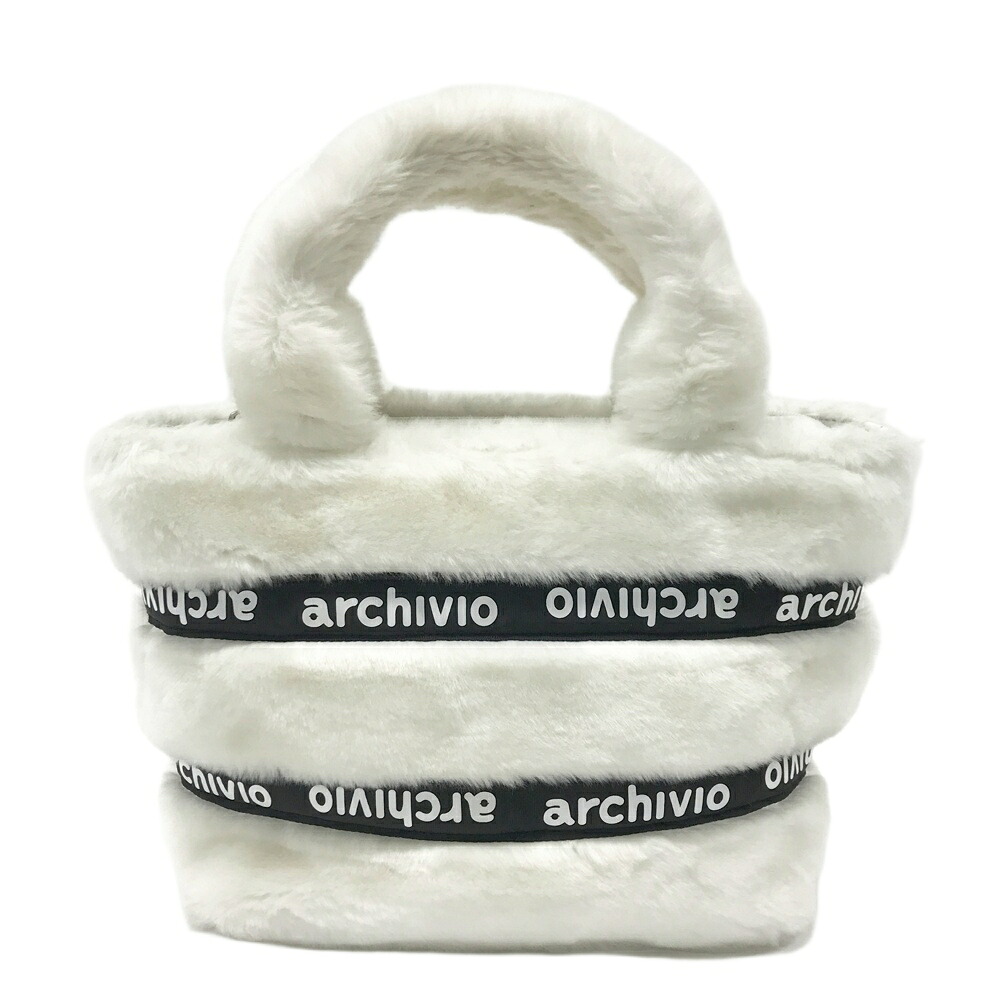 ARCHIVIO アルチビオ カートバッグ ファー ロゴ ホワイト系 【中古】ゴルフウェア