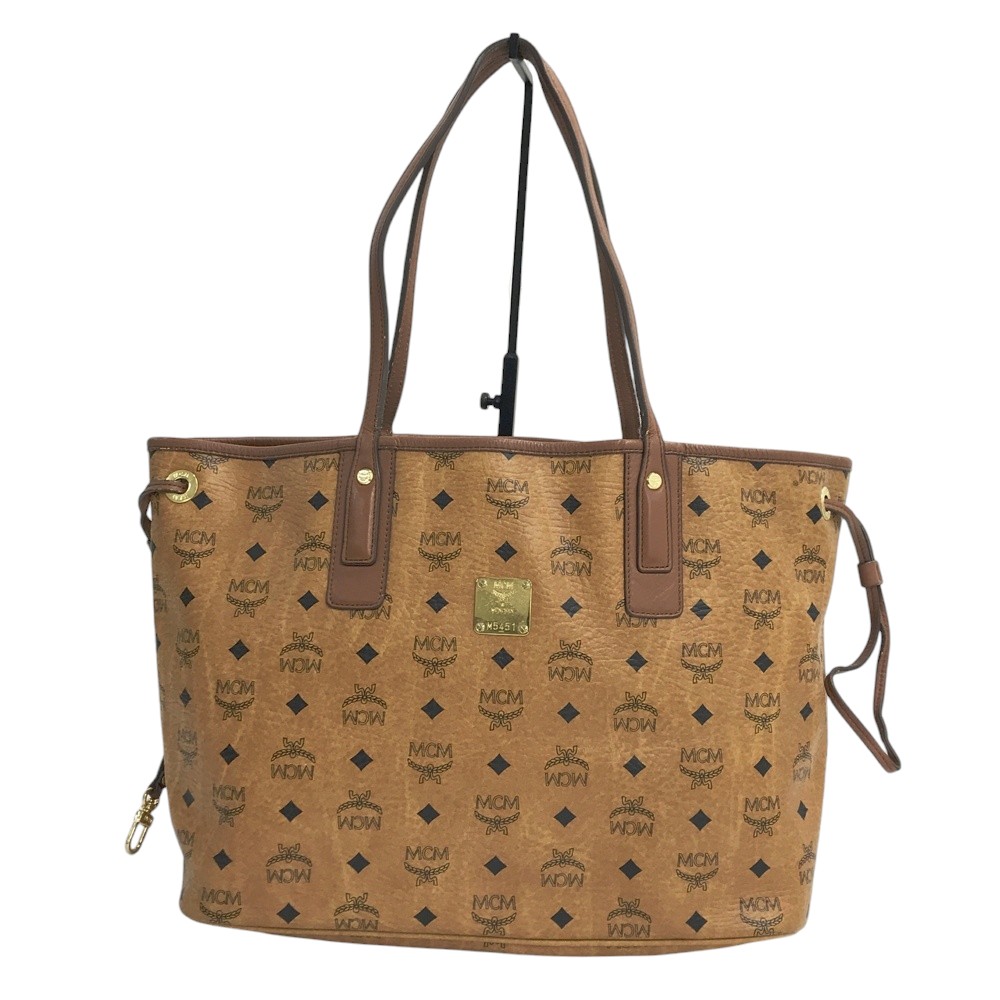 MCM エムシーエム  リヴァーシブル トートバッグ ヴィセトス/レオパード柄 赤銅色系  【中古】