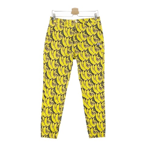 PEARLY GATES パーリーゲイツ ストレッチパンツ ナマケモノ柄 イエロー系 1 【中古】ゴルフウェア レディース|中古ゴルフウェア通販STST