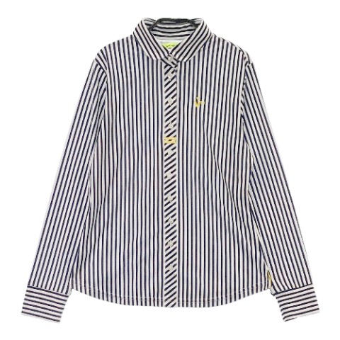 VIVA HEART ビバハート 長袖ポロシャツ ストライプ柄 ネイビー系 40 【中古】ゴルフウェア レディース