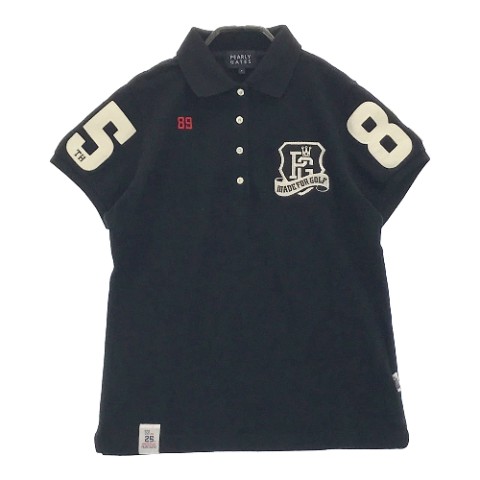 PEARLY GATES パーリーゲイツ 25周年 055-160204 半袖ポロシャツ ブラック系 1 【中古】ゴルフウェア レディース