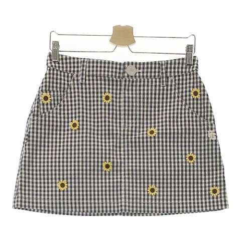 PEARLY GATES パーリーゲイツ 30周年 ストレッチスカート ヒマワリ チェック柄 ネイビー系 1 【中古】ゴルフウェア レディース|中古ゴルフウェア通販STST