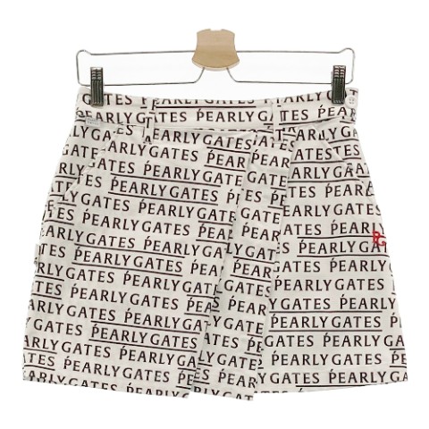 PEARLY GATES パーリーゲイツ 2022年青写真 伸ばすことスコート ロゴタイプ総柄 白いこと系 0 【中古】ゴルフお召しもの レディース