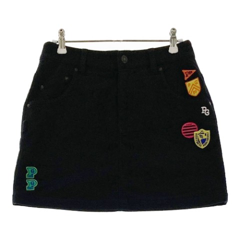 PEARLY GATES パーリーゲイツ ストレッチスカート ワッペン ブラック系 0 【中古】ゴルフウェア レディース