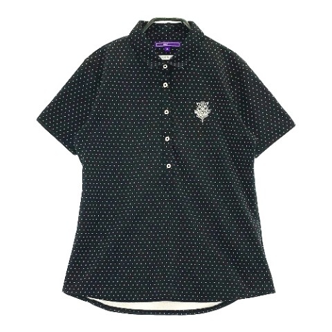 BEAMS GOLF ビームスゴルフ 半袖ポロシャツ ドット柄 ブラック系 M 【中古】ゴルフウェア レディース