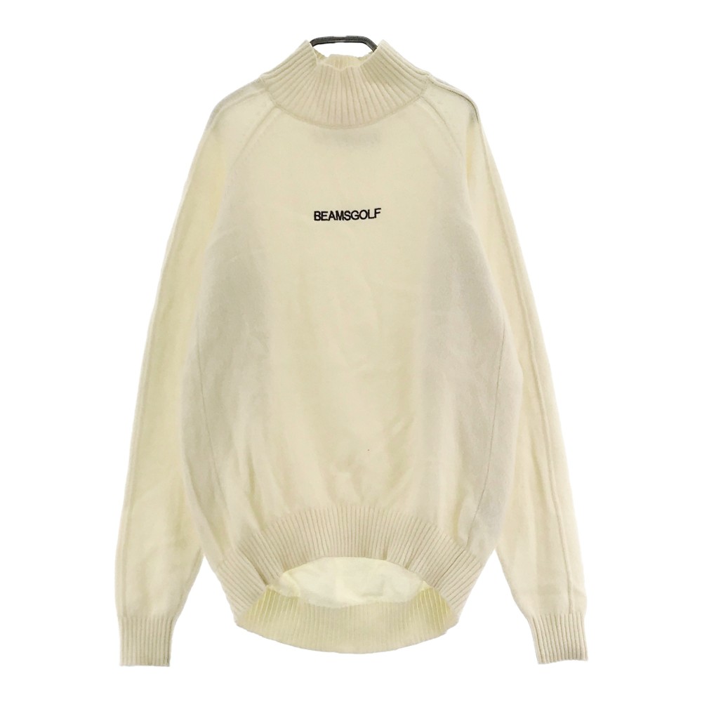 BEAMS GOLF ビームスゴルフ 2023年模範例 ハイネック 長袖編み物スウェーター  白いこと系 L 【中古】ゴルフ御召しもの レディース