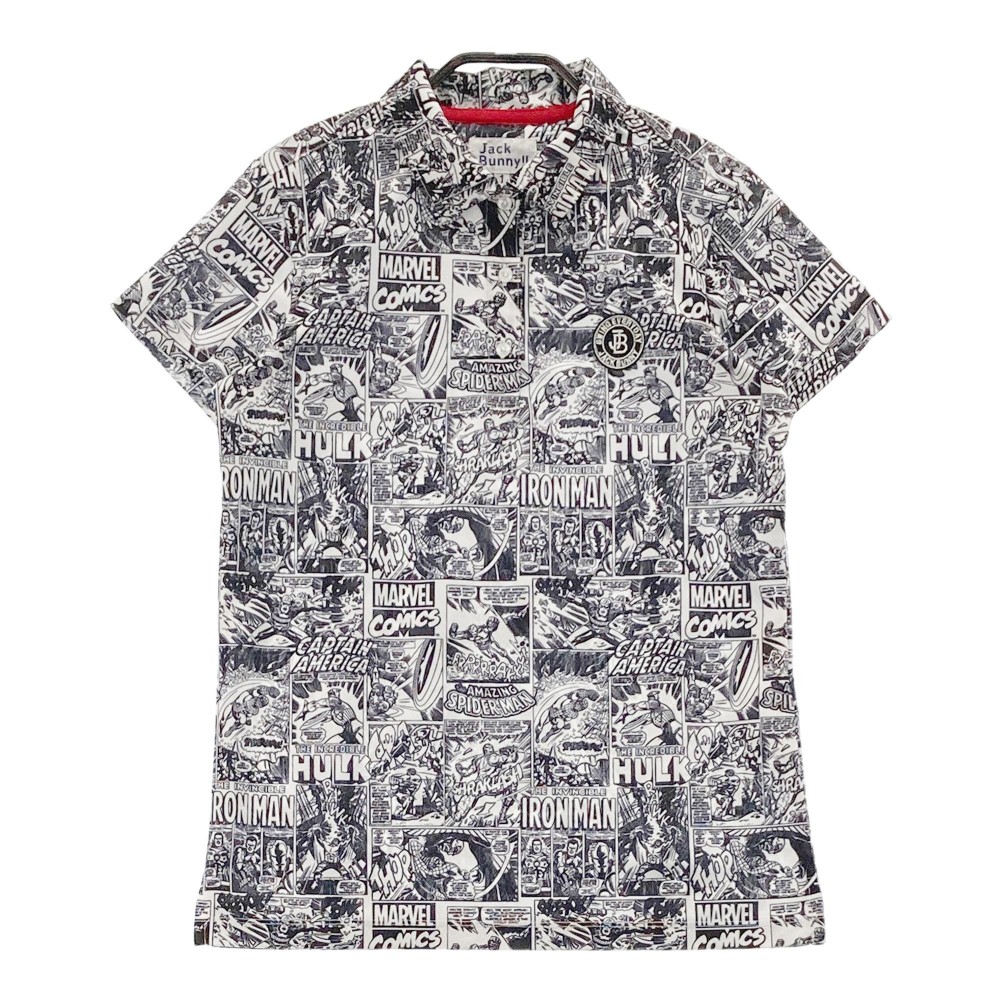 JACK BUNNY ジャックバニー 263-0160464 ×MARVEL 半袖ポロシャツ 総柄 グレー系 1 【中古】ゴルフウェア レディース
