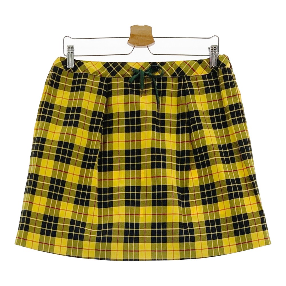 23区GOLF ニジュウサンクゴルフ ストレッチスカート チェック柄 イエロー系 3 【中古】ゴルフウェア レディース