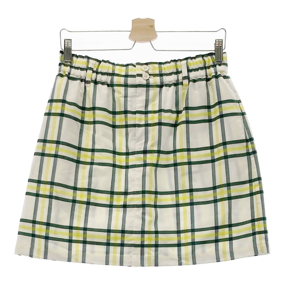 23区GOLF ニジュウサンクゴルフ ストレッチスカート チェック柄 ホワイト系 2 【中古】ゴルフウェア レディース