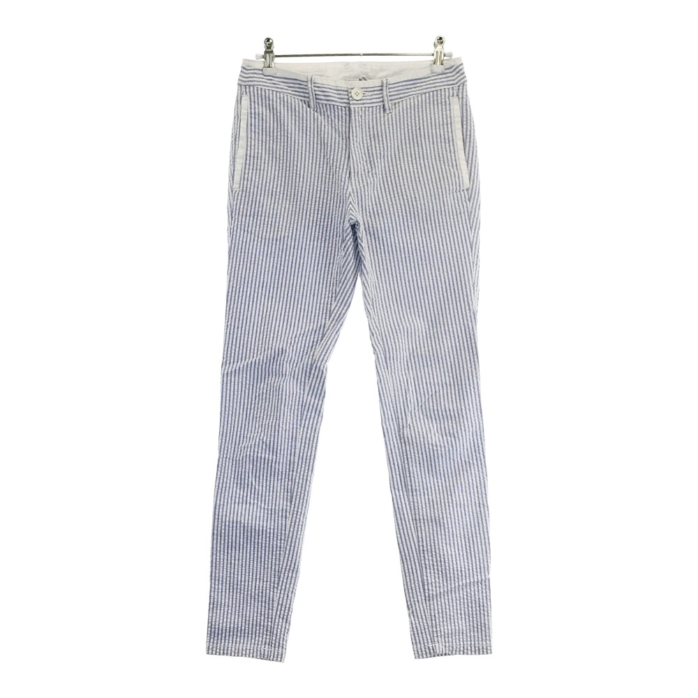 ST ANDREWS セントアンドリュース ロングパンツ シアサッカー ストライプ柄 ブルー系 S 【中古】ゴルフウェア レディース