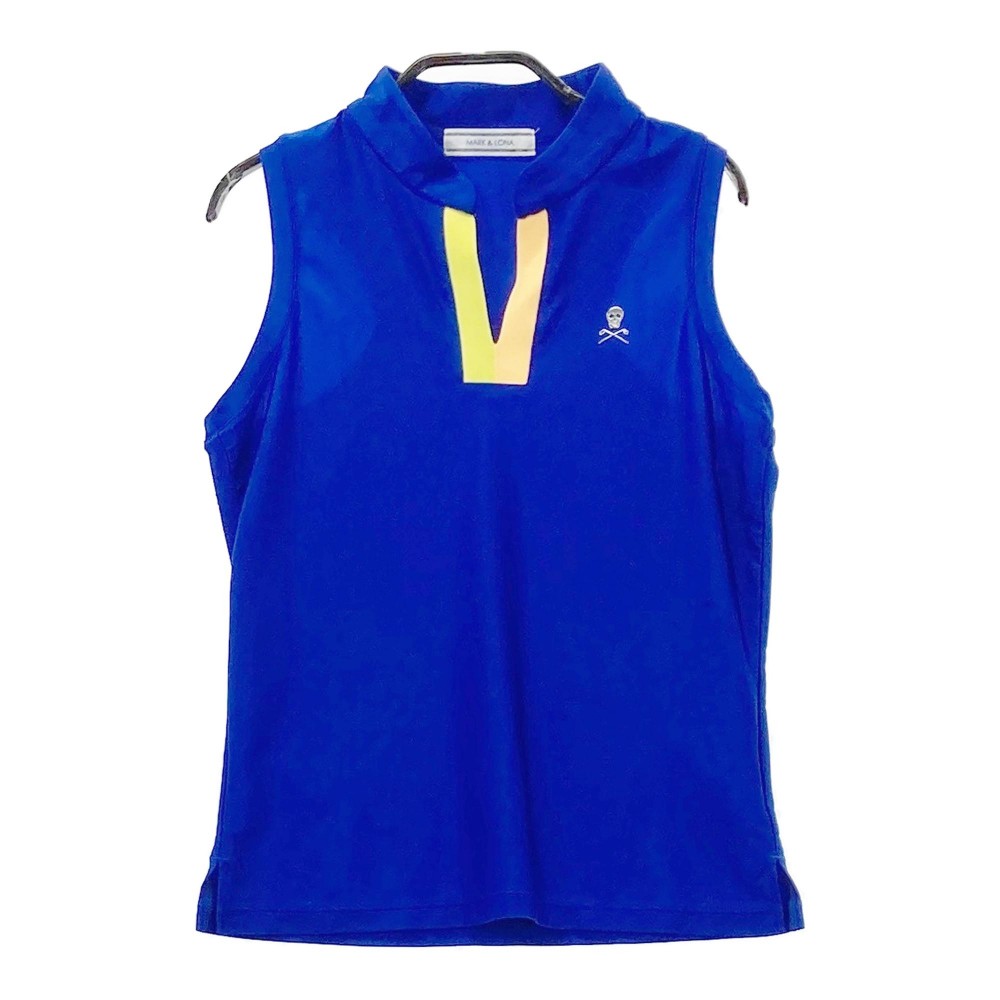MARK&LONA マークアンドロナ ノースリーブ スキッパー シャツ ブルー系 S 【中古】ゴルフウェア レディース｜中古ゴルフウェア通販STST