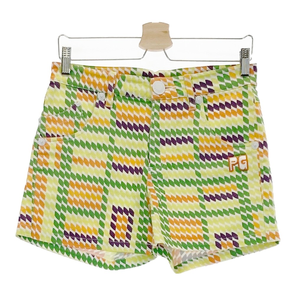 PEARLY GATES パーリーゲイツ ショートパンツ 総柄 イエロー系 2 【中古】ゴルフウェア レディース
