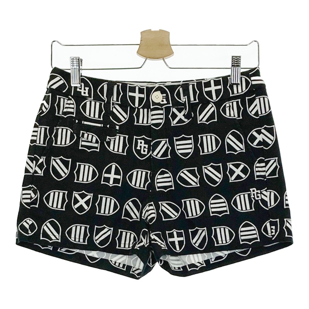 PEARLY GATES パーリーゲイツ ストレッチ ショートパンツ 総柄 ブラック系 0 【中古】ゴルフウェア レディース