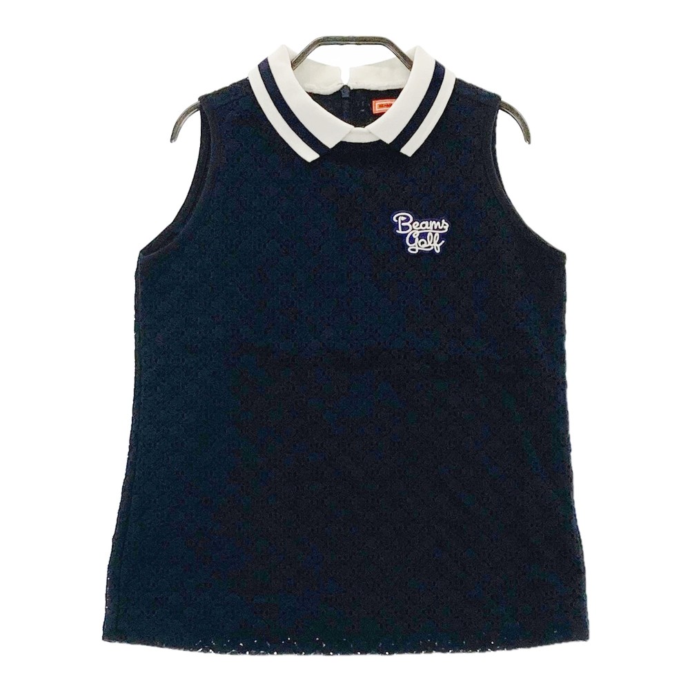 BEAMS GOLF ビームスゴルフ ノースリーブポロシャツ ネイビー系 S 【中古】ゴルフウェア レディース