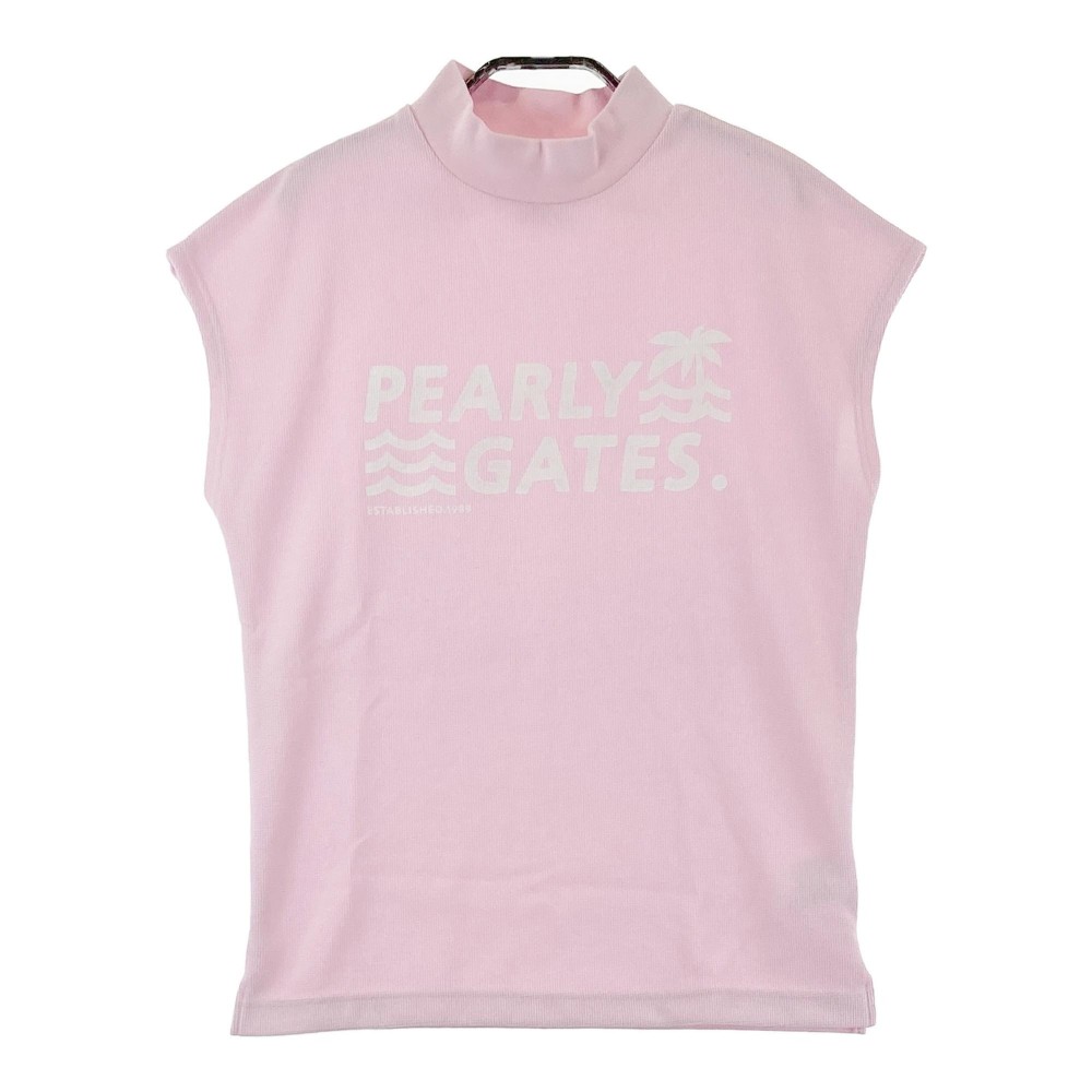 PEARLY GATES パーリーゲイツ 2023年モデル ハイネック ノースリーブTシャツ ピンク系 0 【中古】ゴルフウェア レディース