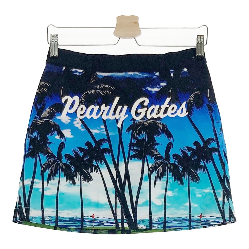 PEARLY GATES パーリーゲイツ スカート ヤシの木プリント 総柄 ブルー系 0 【中古】ゴルフウェア レディース｜中古ゴルフウェア通販STST
