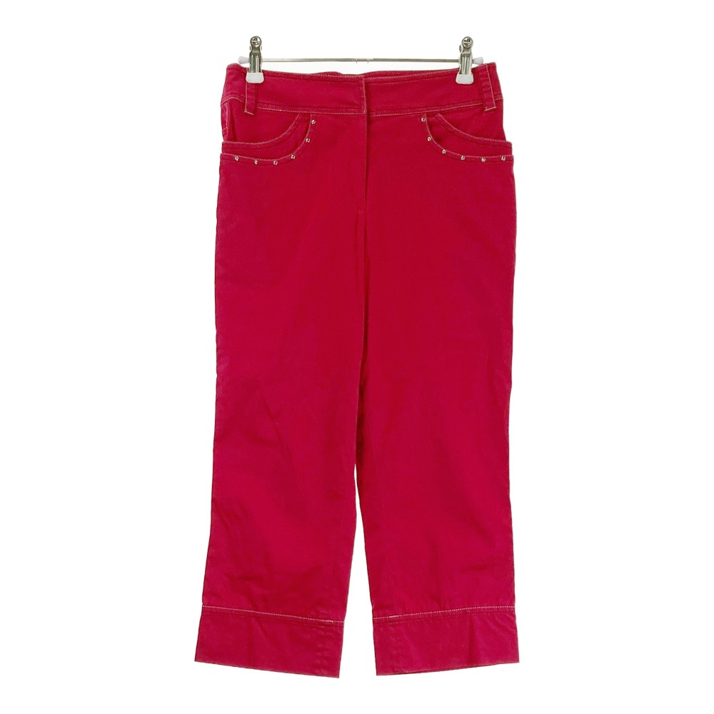 LANVIN SPORT ランバン スポール ストレッチ クロップドパンツ レッド系 36 【中古】ゴルフウェア レディース