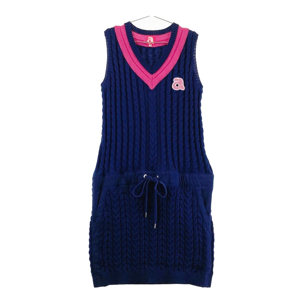 ARCHIVIO アルチビオ ノースリーブ ニットワンピース ワッペン ネイビー系 38 【中古】ゴルフウェア レディース｜中古ゴルフウェア通販STST
