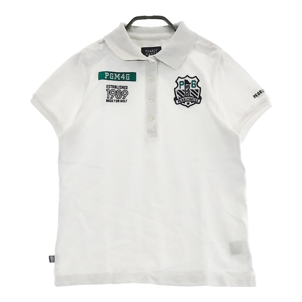 PEARLY GATES パーリーゲイツ 30周年 半袖ポロシャツ ワッペン ホワイト系 1 【中古】ゴルフウェア レディース