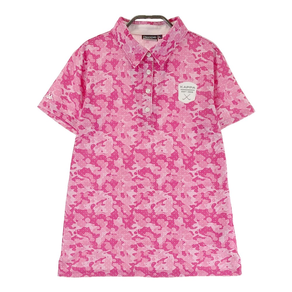 KAPPA GOLF カッパゴルフ 半袖ポロシャツ カモフラ ピンク系 L 【中古】ゴルフウェア レディース