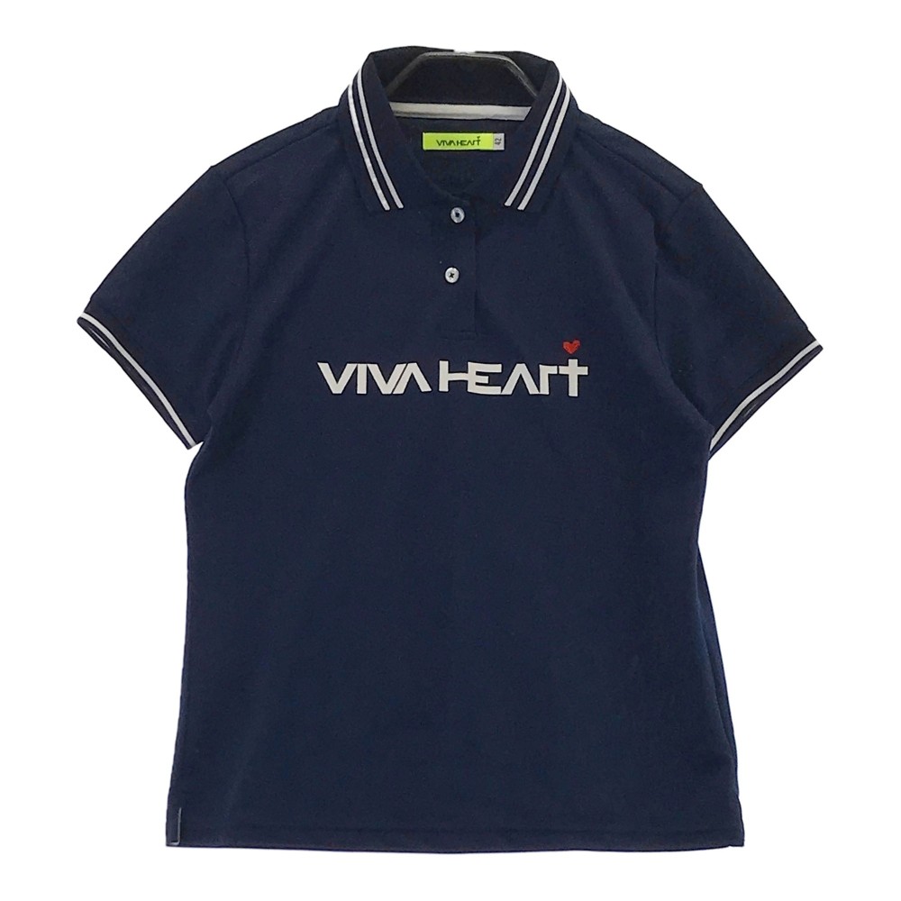 VIVA HEART ビバハート 半袖ポロシャツ ネイビー系 42 【中古】ゴルフウェア レディース