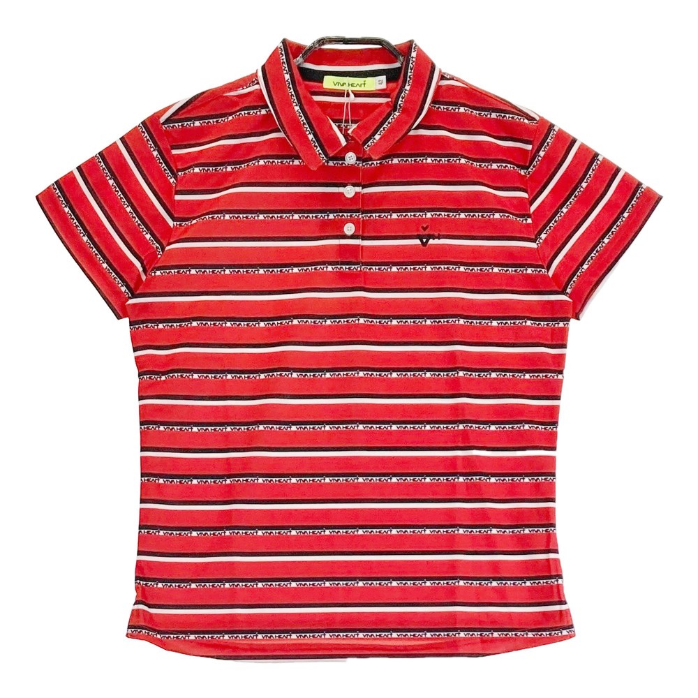 VIVA HEART ビバハート 半袖ポロシャツ レッド系 42 【中古】ゴルフウェア レディース