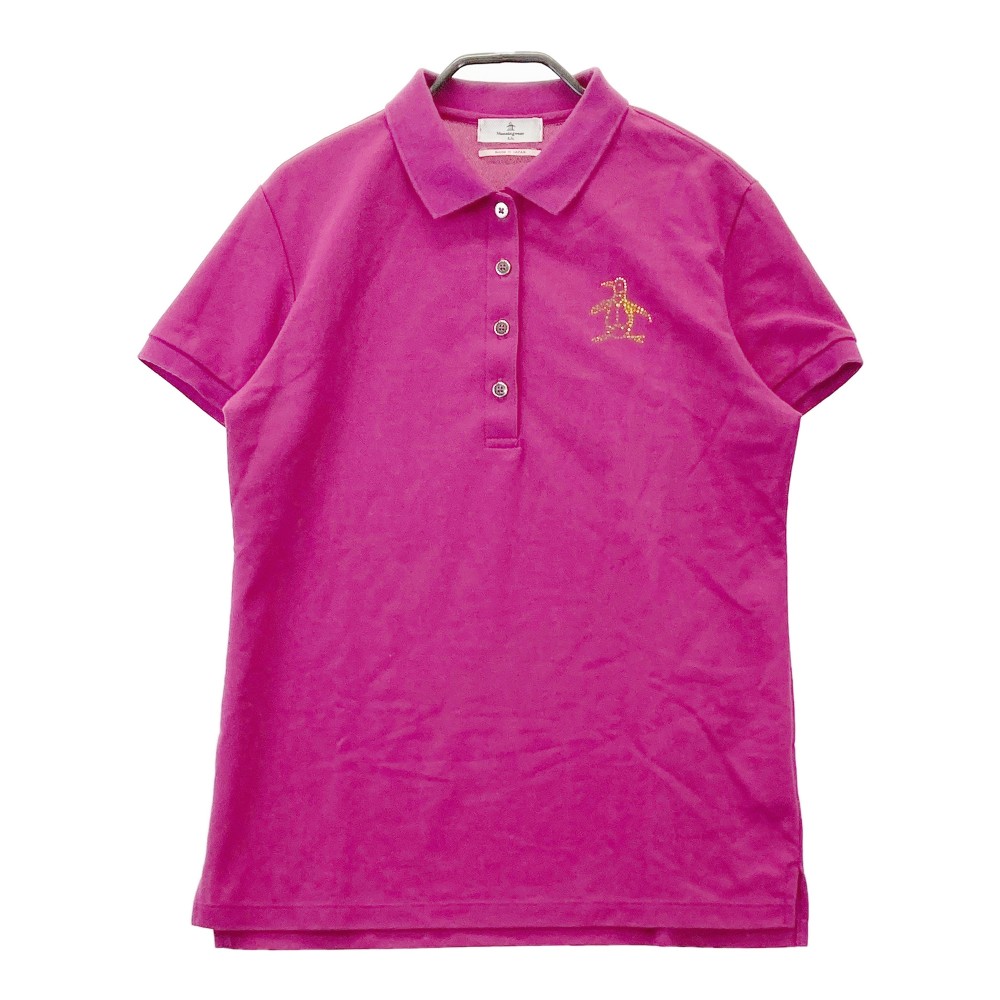 MUNSING WEAR マンシングウェア SL1664 半袖ポロシャツ 総柄 ピンク系 LL 【中古】ゴルフウェア レディース
