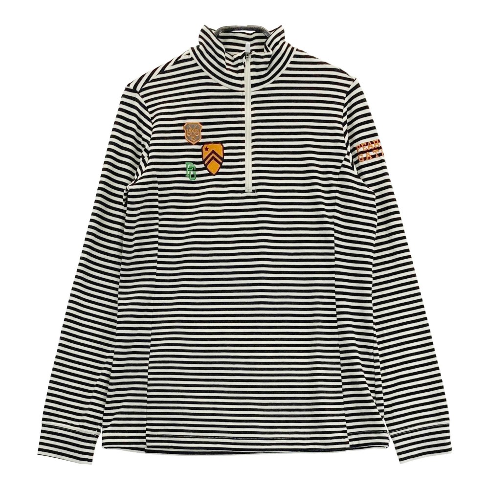 PEARLY GATES パーリーゲイツ ハーフジップ 長袖Tシャツ ボーダー柄 ブラック系 1 【中古】ゴルフウェア レディース