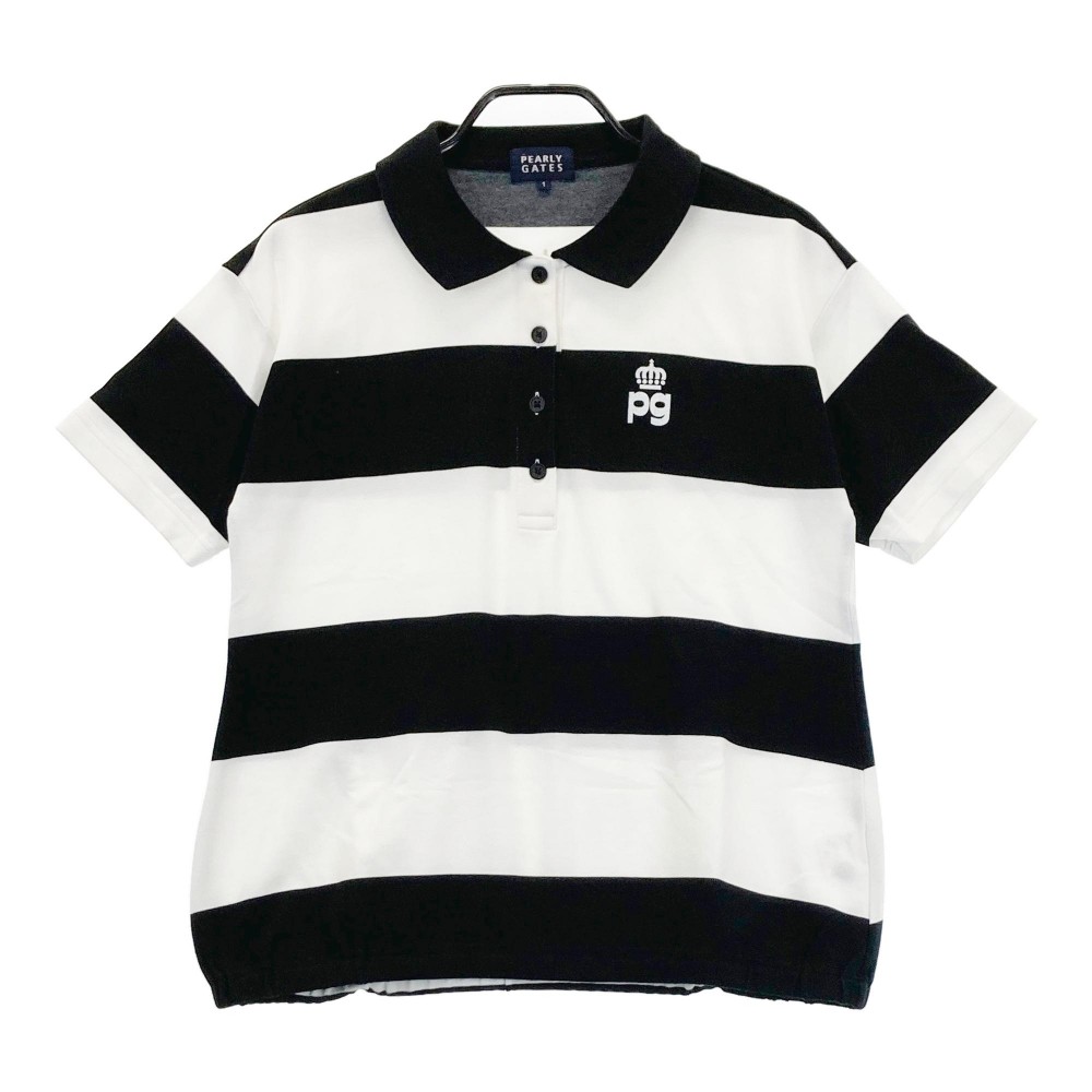 PEARLY GATES パーリーゲイツ 半袖ポロシャツ ボーダー柄 ホワイト系 1 【中古】ゴルフウェア レディース