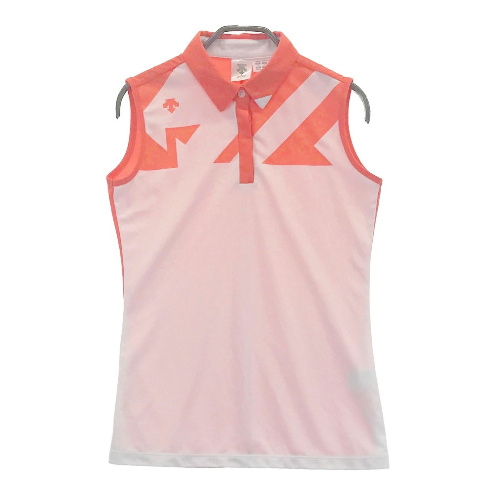 DESCENTE GOLF デサントゴルフ DGWPJA21 ノースリーブ ポロシャツ オレンジ系 M 【中古】ゴルフウェア レディース