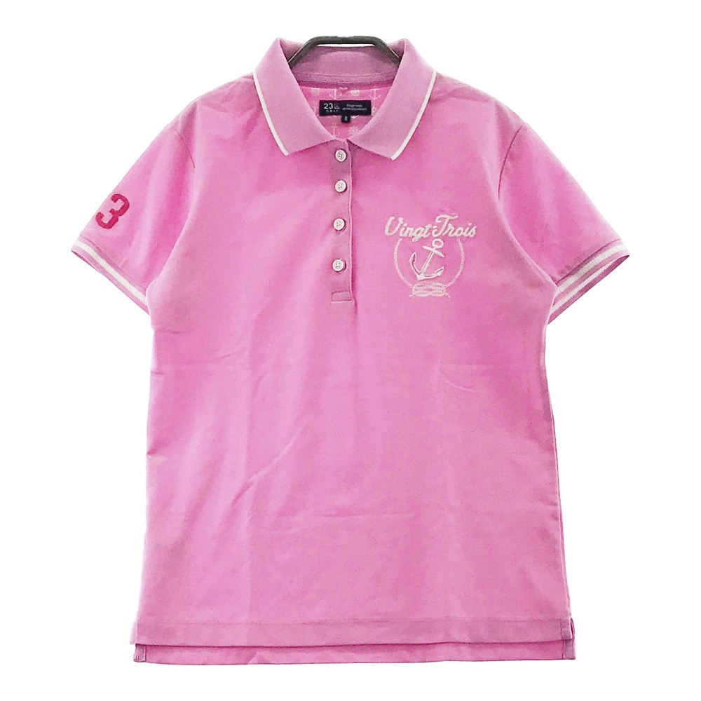 23区GOLF ニジュウサンクゴルフ 半袖ポロシャツ ピンク系 2 【中古】ゴルフウェア レディース