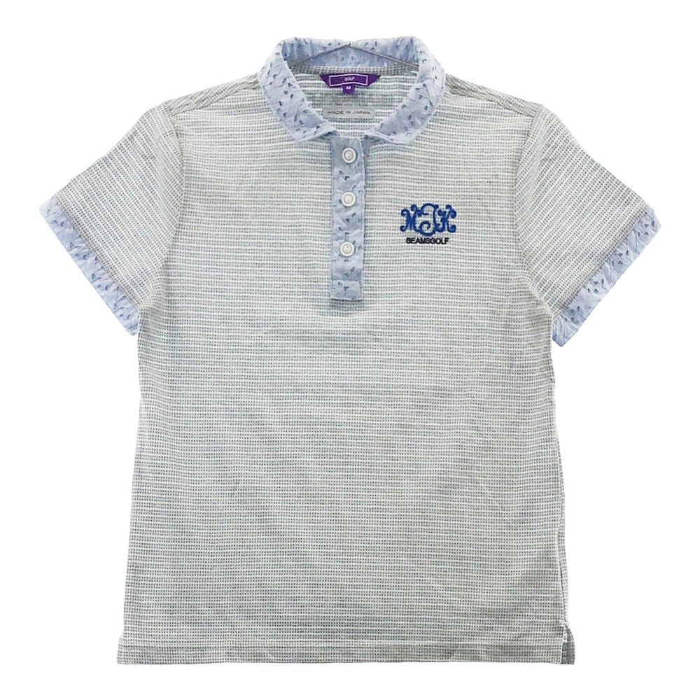 BEAMS GOLF ビームスゴルフ 半袖ポロシャツ 総柄 グレー系 M 【中古】ゴルフウェア レディース