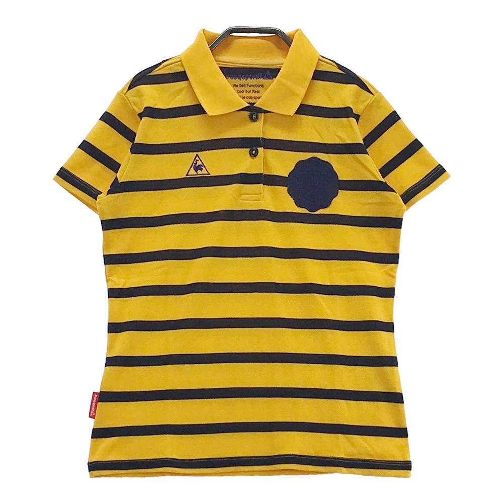 LECOQ GOLF ルコックゴルフ 半袖ポロシャツ ボーダー柄 イエロー系 M 【中古】ゴルフウェア レディース