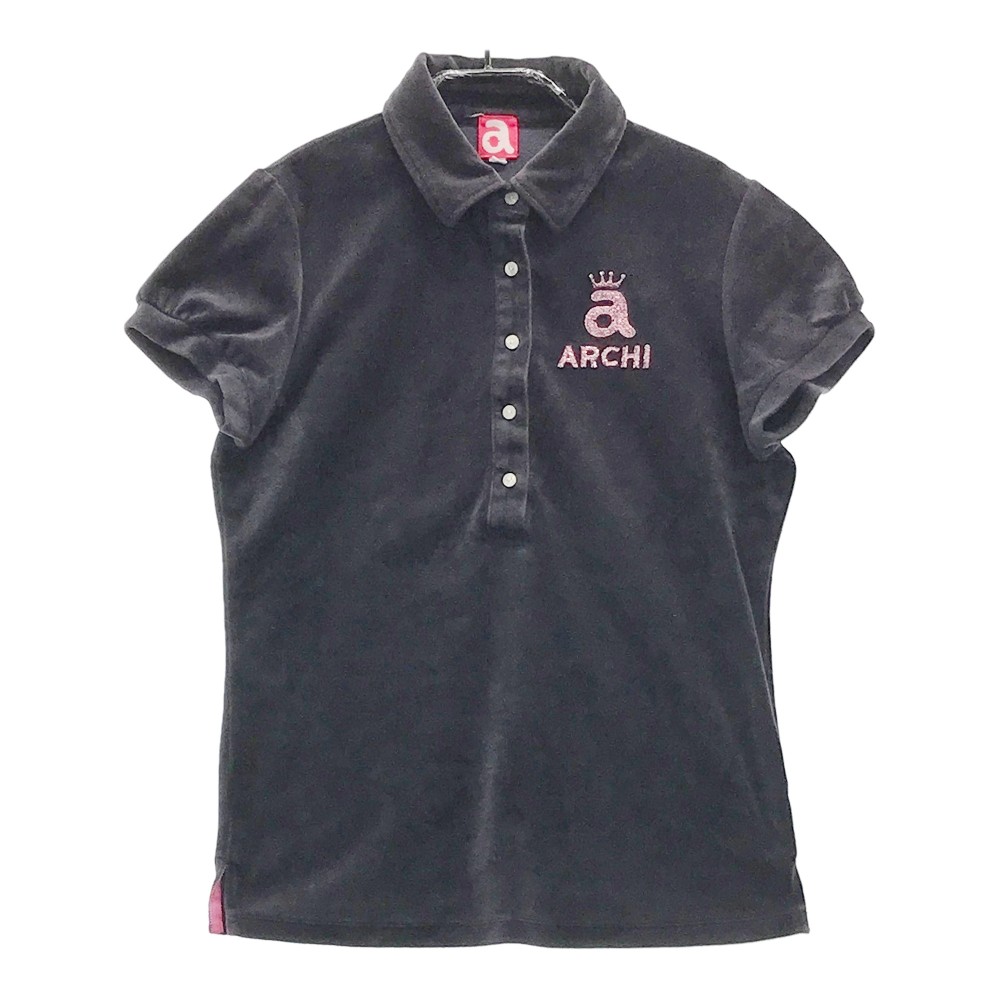 ARCHIVIO アルチビオ 半袖ポロシャツ　ベロア ネイビー系 38 【中古】ゴルフウェア レディース
