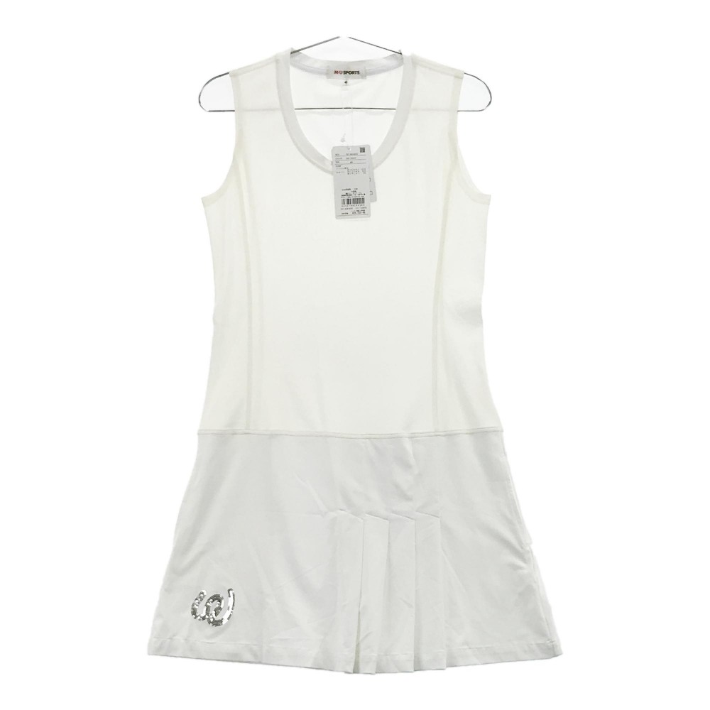 M.U SPORTS エムユースポーツ ノースリーブメッシュワンピース ホワイト系 40 【中古】ゴルフウェア レディース｜中古ゴルフウェア通販STST