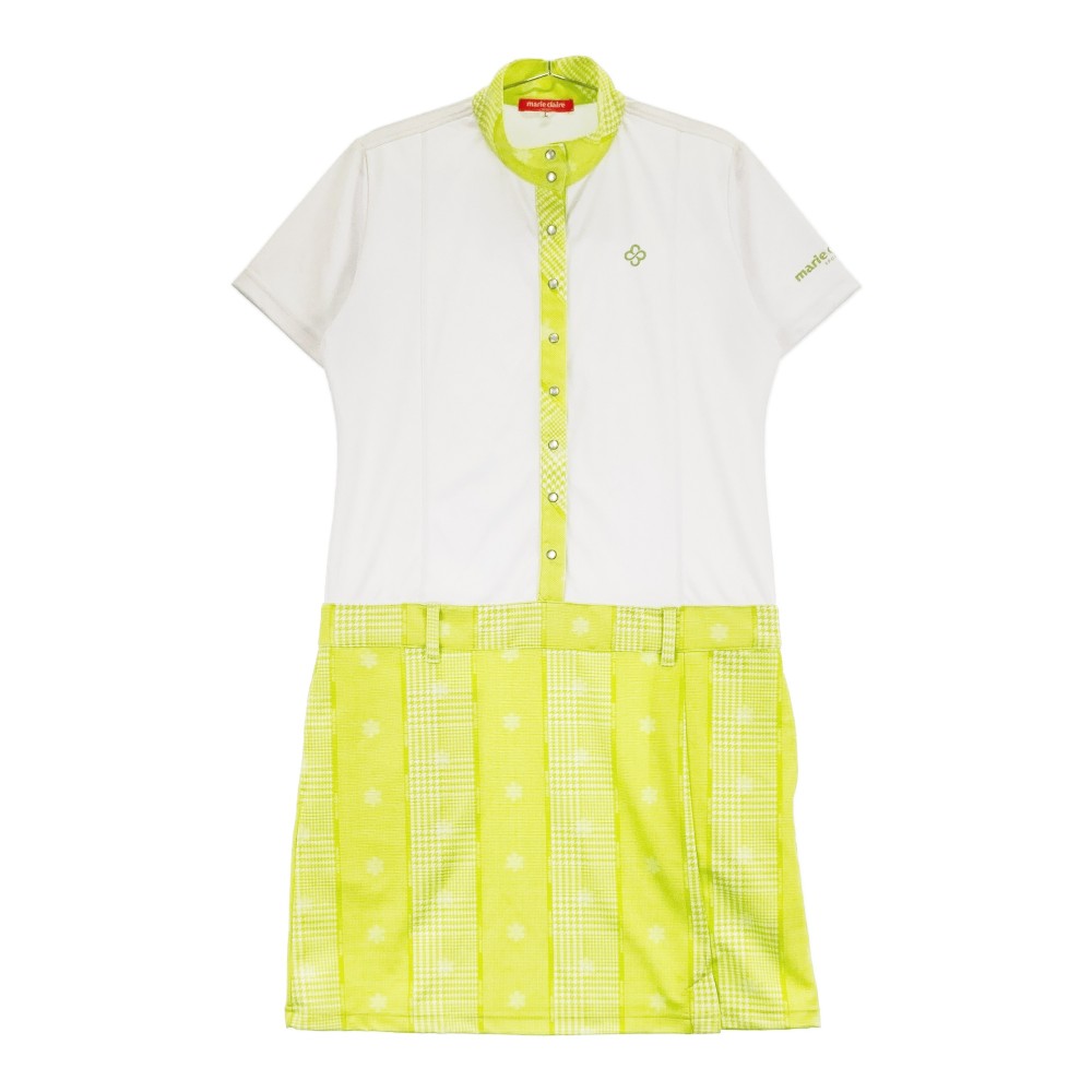 marie claire sport マリクレール スポール 半袖ワンピース グレンチェック柄 グリーン系 L 【中古】ゴルフウェア レディース