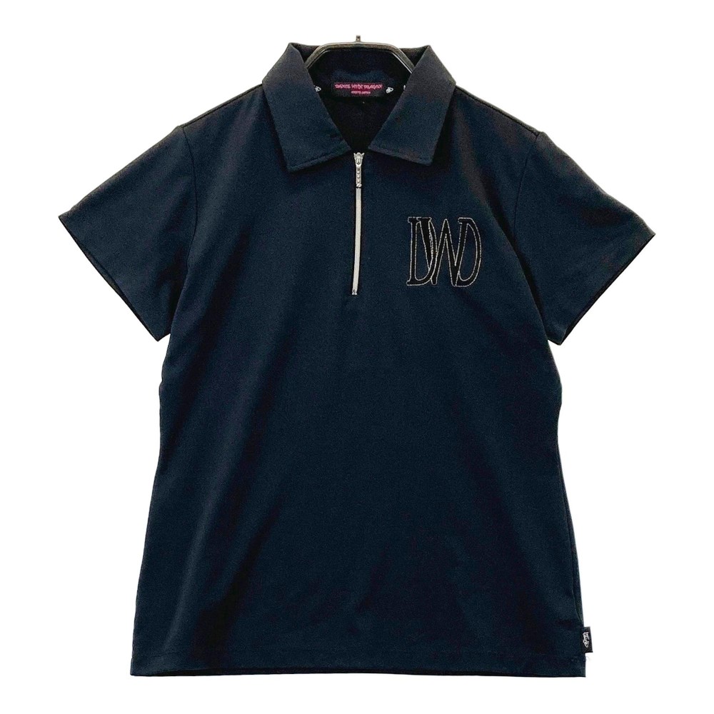 DANCE WITH DRAGON ダンスウィズドラゴン ハーフジップ 半袖Tシャツ ブラック系 2 【中古】ゴルフウェア レディース 4,990円