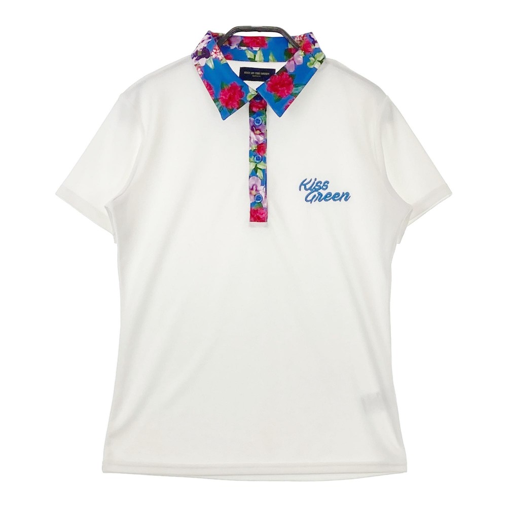 KISS ON THE GREEN キスオンザグリーン 半袖 ポロシャツ 花柄 ホワイト系 2 【中古】ゴルフウェア レディース 4,224円