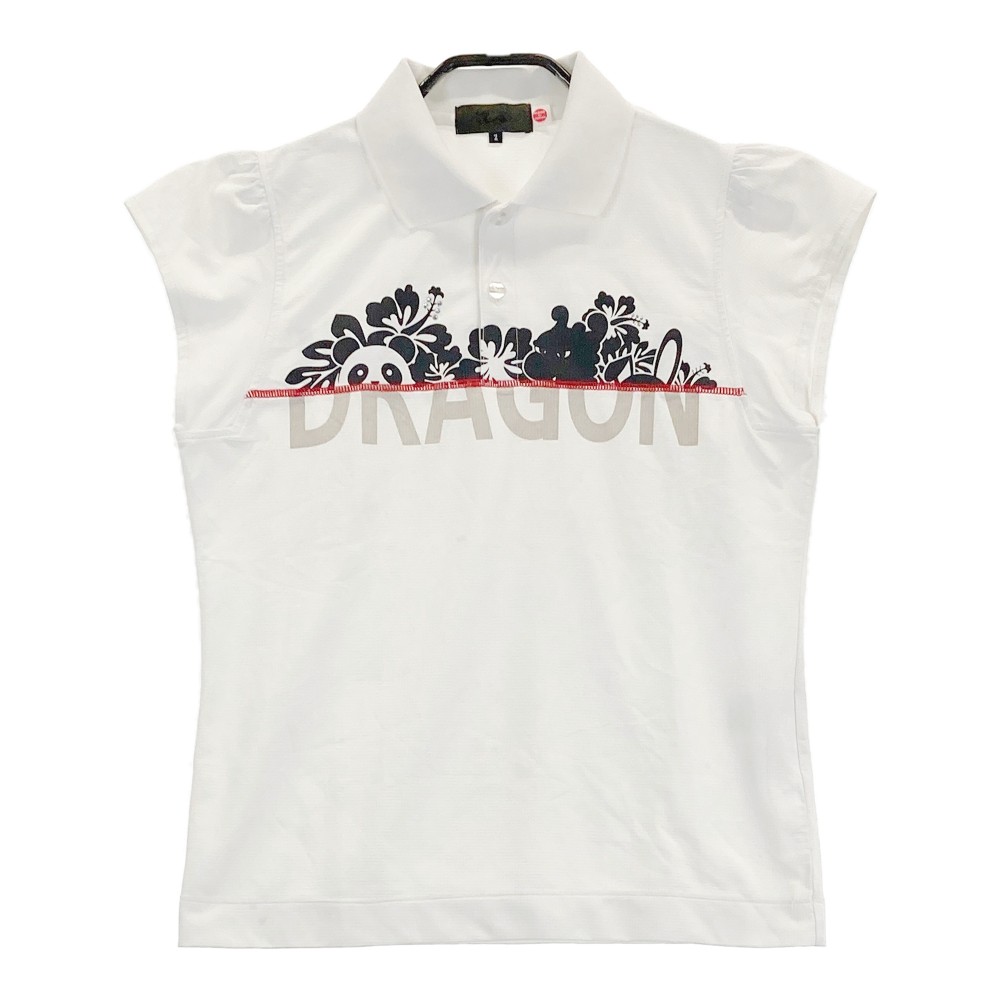 DANCE WITH DRAGON ダンスウィズドラゴン 半袖ポロシャツ チビドラ ホワイト系 2 【中古】ゴルフウェア レディース