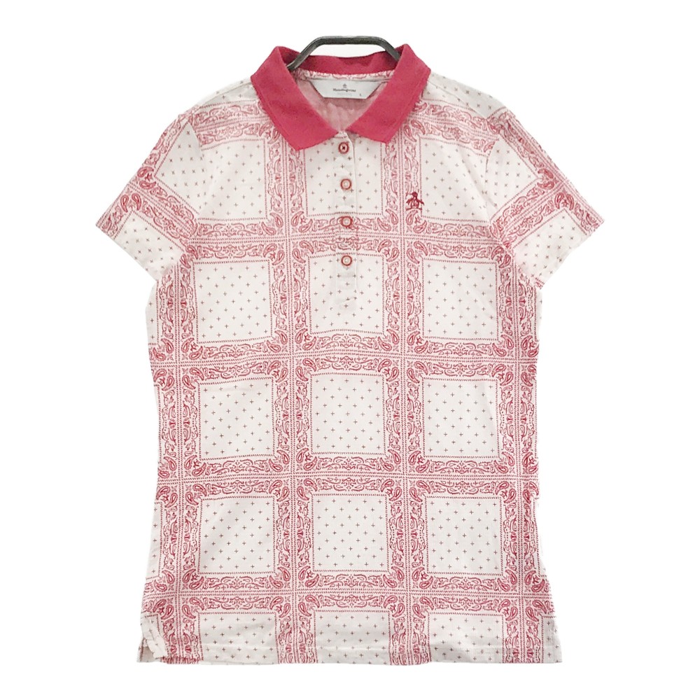 MUNSING WEAR マンシングウェア 半袖ポロシャツ ペイズリー柄 レッド系 1 【中古】ゴルフウェア レディース