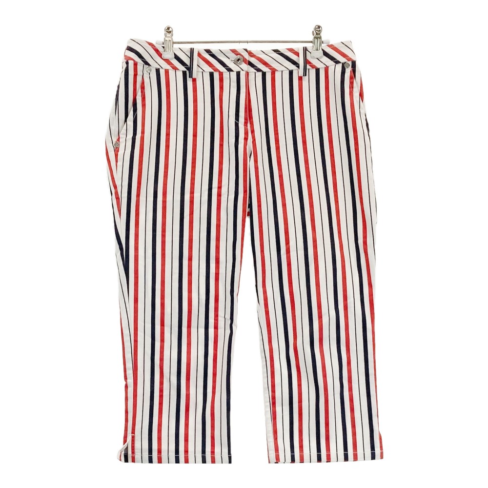 MUNSING WEAR マンシングウェア JWLJ861 クロップドパンツ ストライプ柄 ホワイト系 11 【中古】ゴルフウェア レディース