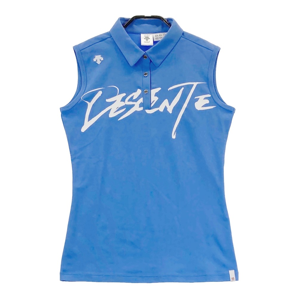 DESCENTE GOLF デサントゴルフ ノースリーブ ポロシャツ ブルー系 L 【中古】ゴルフウェア レディース